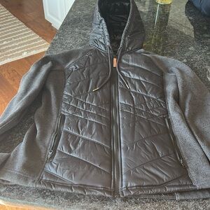 Hooded puffer sweater coat